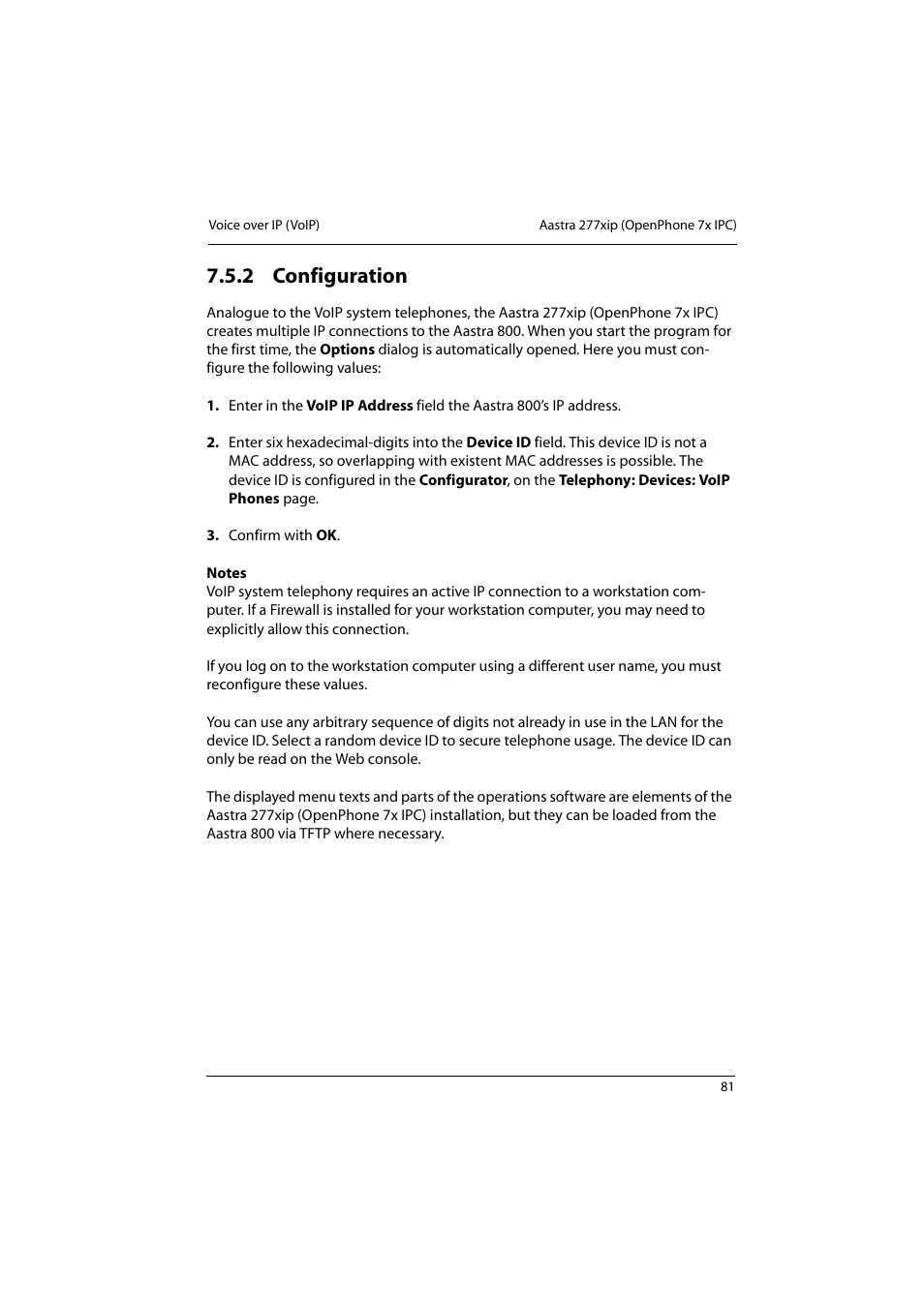 2 configuration, Configuration | Aastra Telecom 800 User Manual | Page 83 / 136