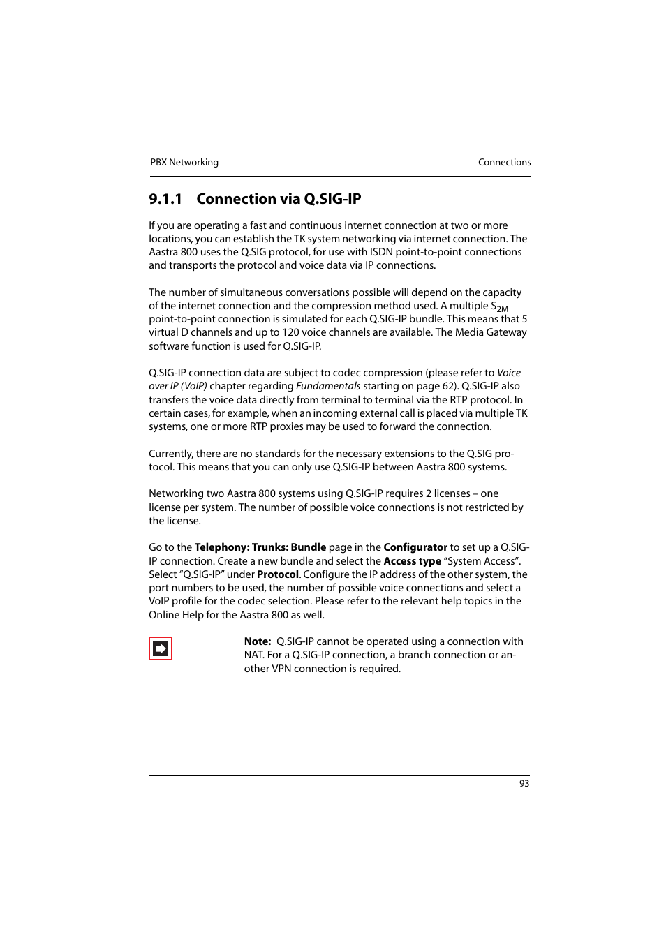 1 connection via q.sig-ip, Connection via q.sig-ip | Aastra Telecom 800 User Manual | Page 95 / 136
