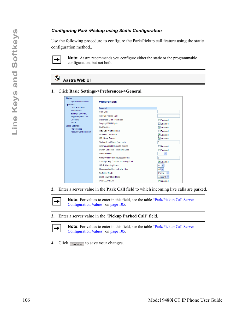 Line keys and softkeys | Aastra Telecom 9480i CT User Manual | Page 116 / 290