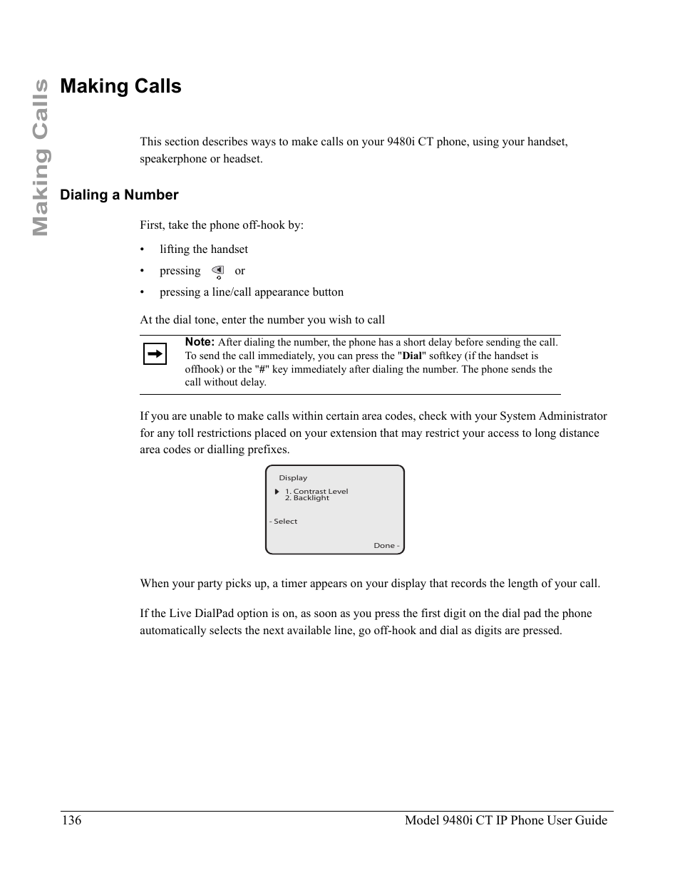 Making calls, Dialing a number | Aastra Telecom 9480i CT User Manual | Page 146 / 290