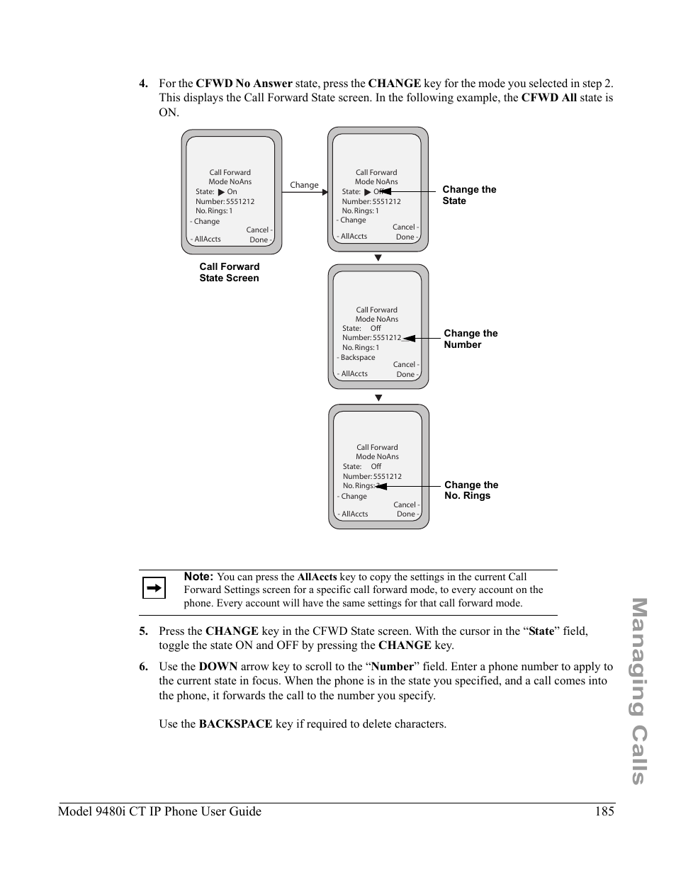 Managing calls, Model 9480i ct ip phone user guide | Aastra Telecom 9480i CT User Manual | Page 195 / 290