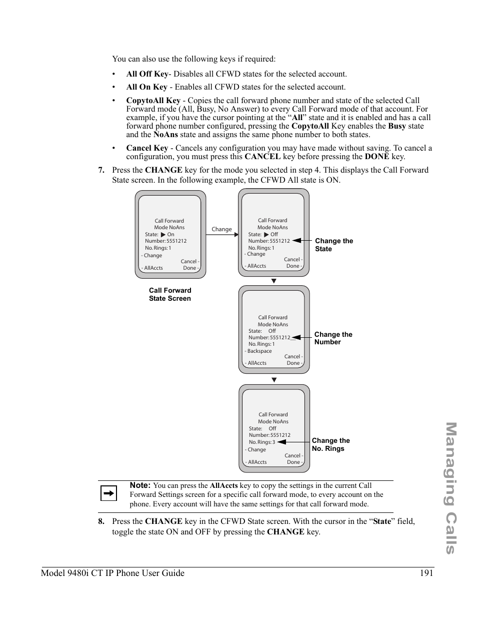 Managing calls, Model 9480i ct ip phone user guide | Aastra Telecom 9480i CT User Manual | Page 201 / 290
