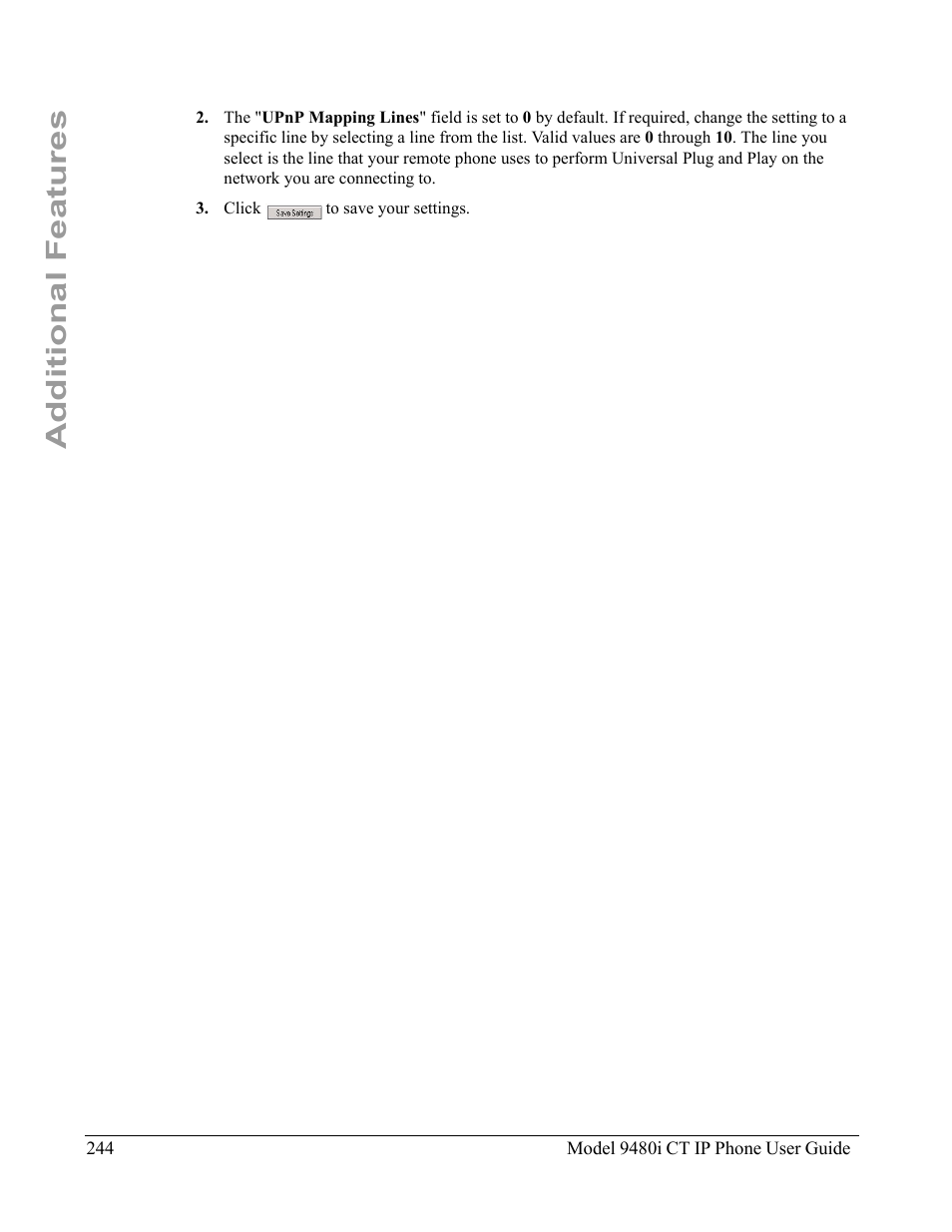 Additional features | Aastra Telecom 9480i CT User Manual | Page 254 / 290