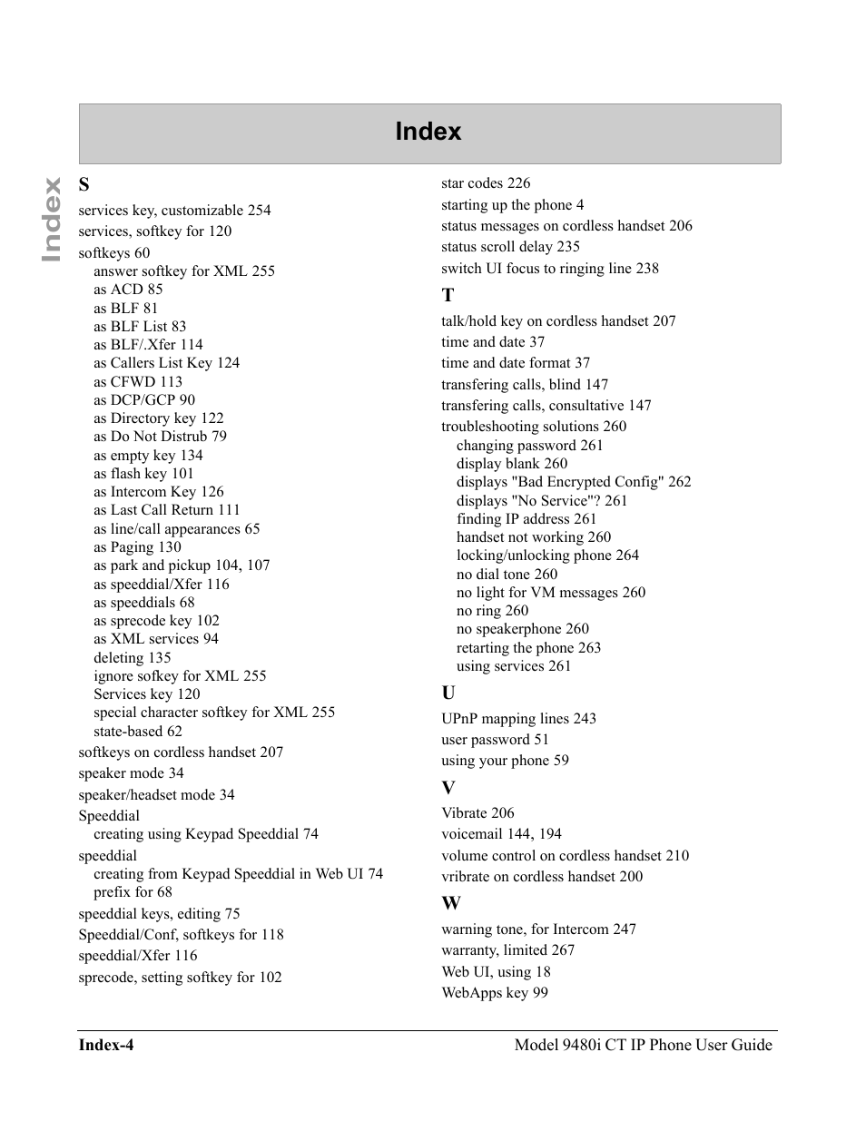 Index | Aastra Telecom 9480i CT User Manual | Page 286 / 290