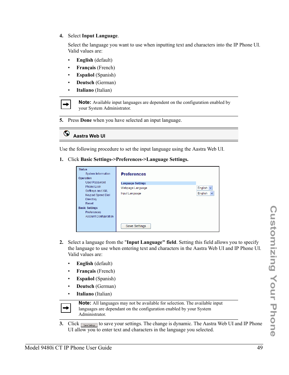 Customizing your phone | Aastra Telecom 9480i CT User Manual | Page 59 / 290