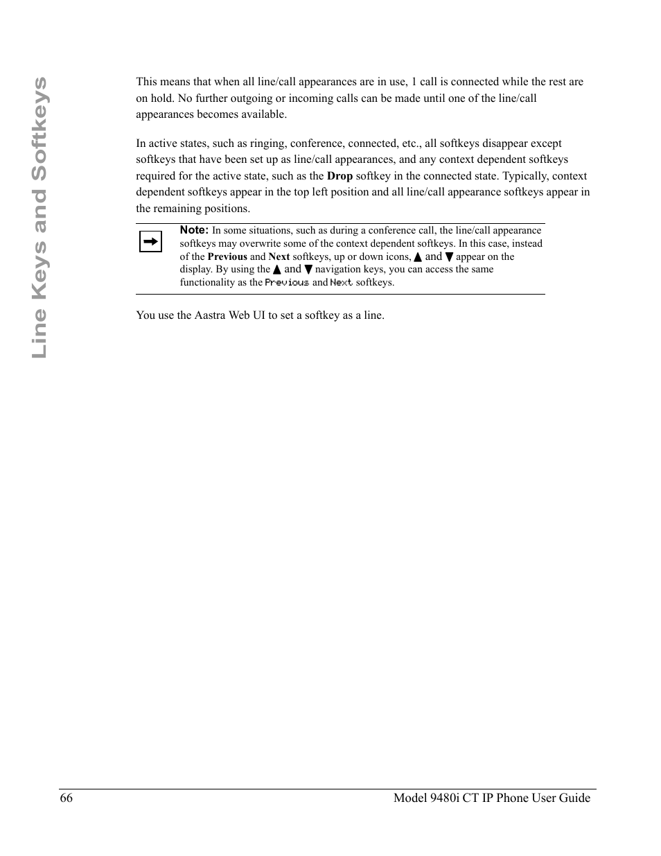 Line keys and softkeys | Aastra Telecom 9480i CT User Manual | Page 76 / 290