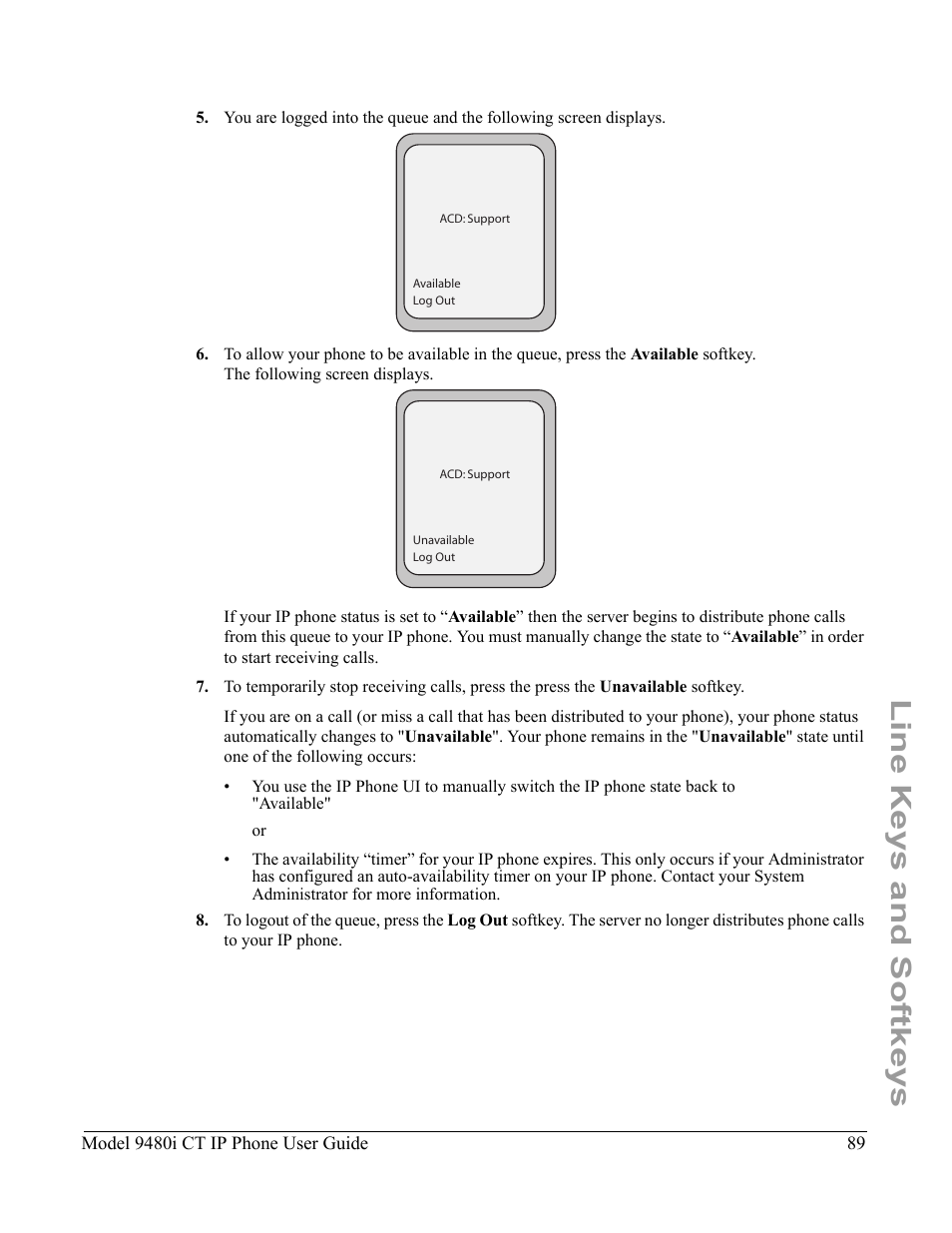 Line keys and softkeys | Aastra Telecom 9480i CT User Manual | Page 99 / 290