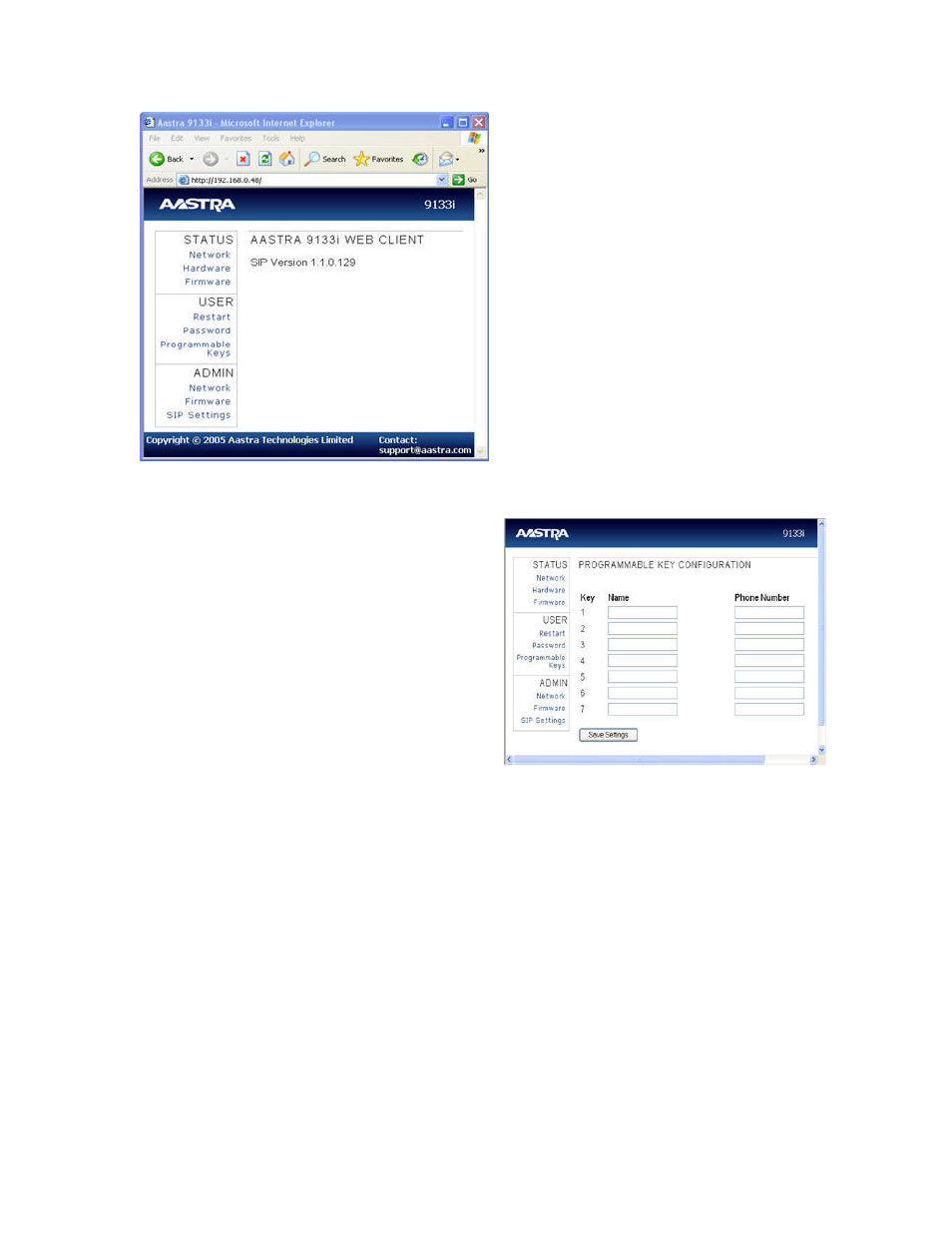 The aastra web client | Aastra Telecom SIP9133i User Manual | Page 20 / 22