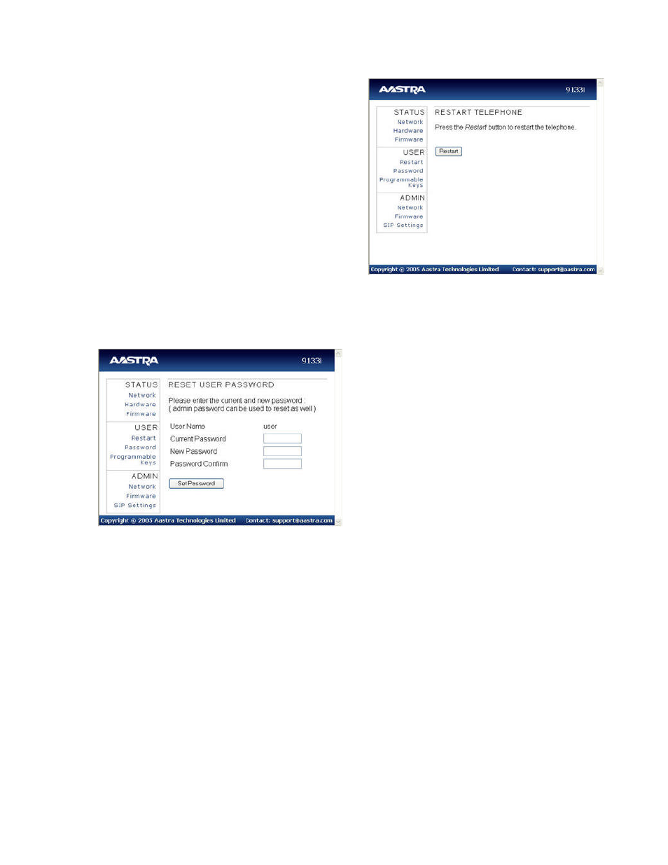 The aastra web client | Aastra Telecom SIP9133i User Manual | Page 21 / 22