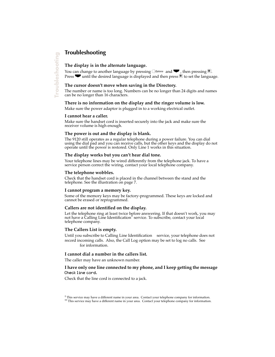 Troubleshooting | Aastra Telecom 9120 User Manual | Page 36 / 40