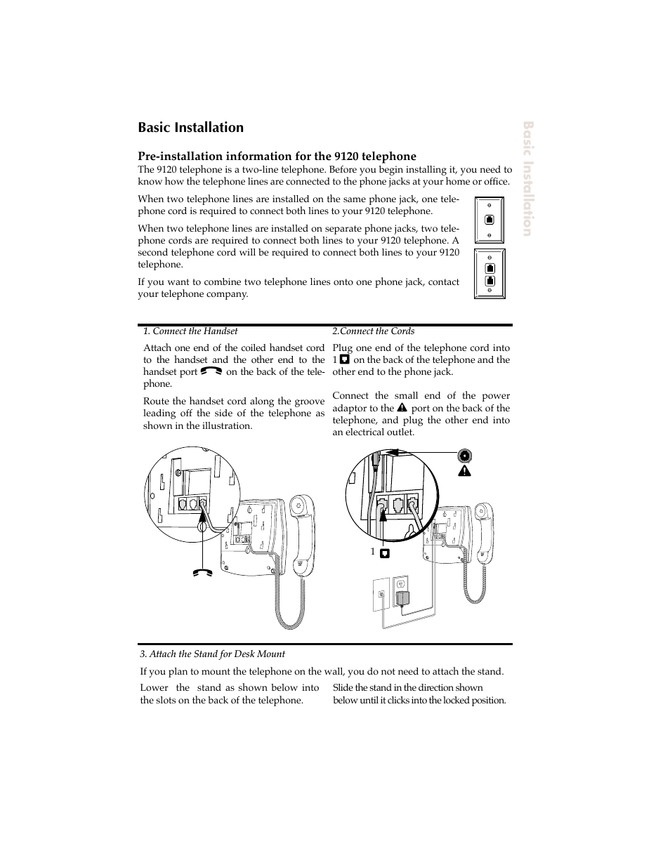 Basic installation | Aastra Telecom 9120 User Manual | Page 7 / 40