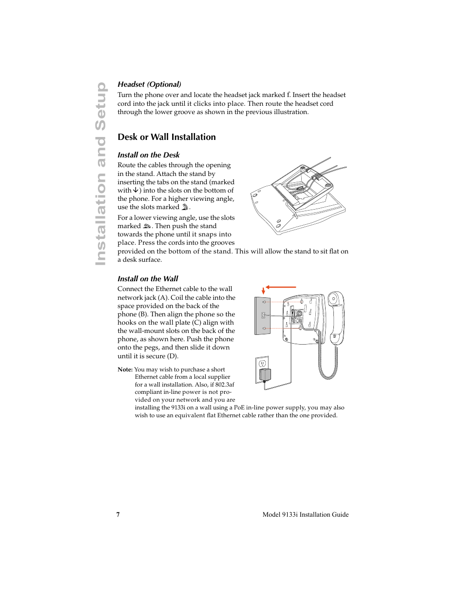 Installation and setup | Aastra Telecom 9133i (INSTALLATION GUIDE) User Manual | Page 10 / 16