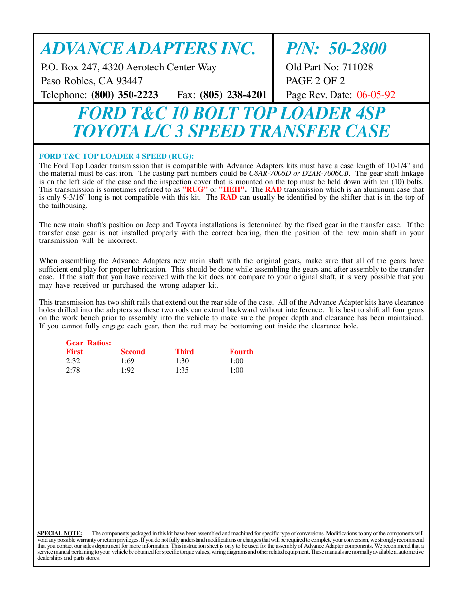 Advance Adapters 50-2800 User Manual | Page 2 / 2