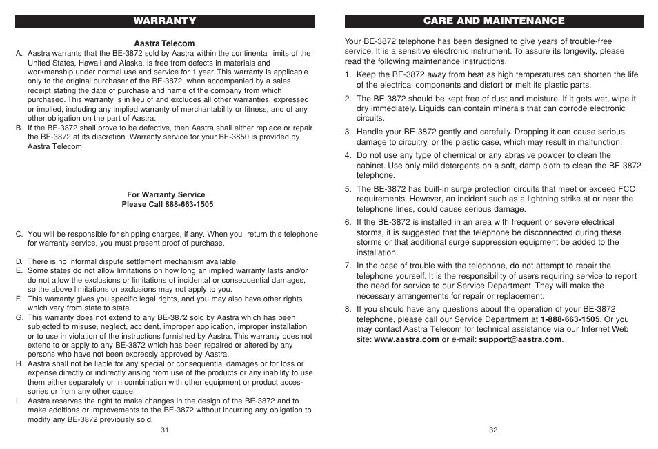 Aastra Telecom BE-3872 User Manual | Page 17 / 18