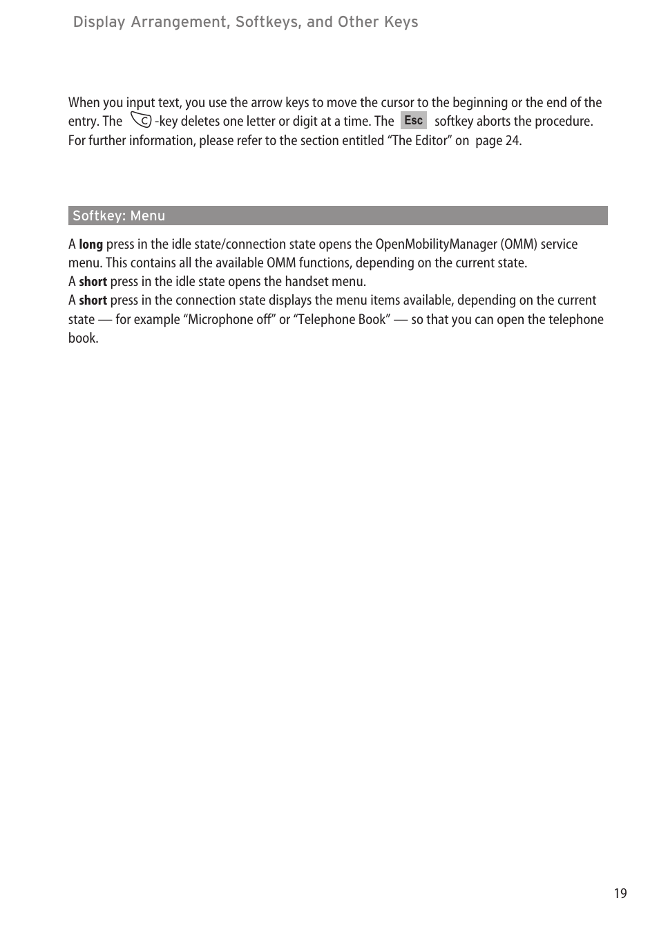 Softkey: menu | Aastra Telecom DECT 142 User Manual | Page 25 / 72