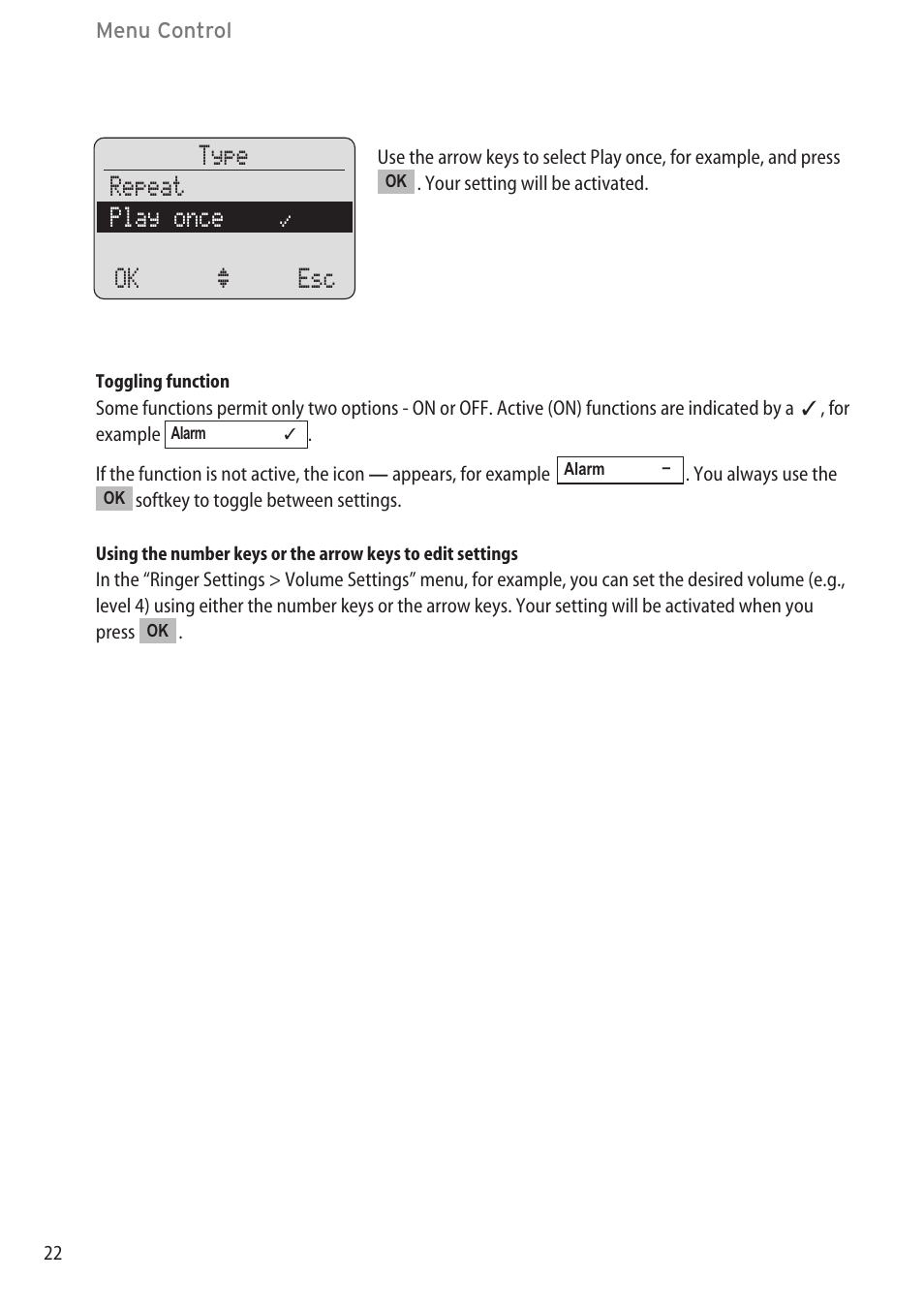 Type repeat play once “ ok ‘ esc | Aastra Telecom DECT 142 User Manual | Page 28 / 72