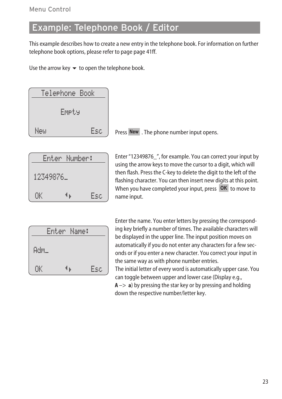 Example: telephone book / ed, Example: telephone book / editor | Aastra Telecom DECT 142 User Manual | Page 29 / 72