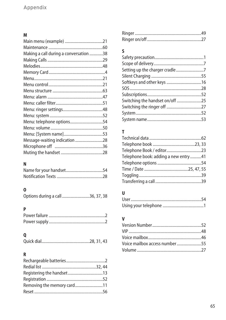 Aastra Telecom DECT 142 User Manual | Page 71 / 72