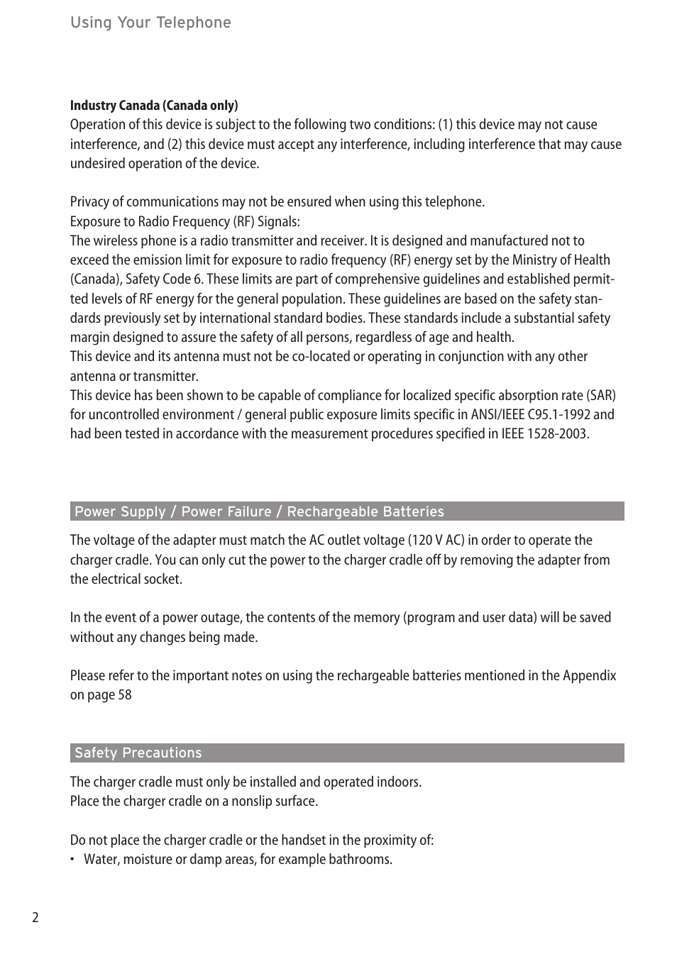 Power supply / power failure, Safety precautions | Aastra Telecom DECT 142 User Manual | Page 8 / 72