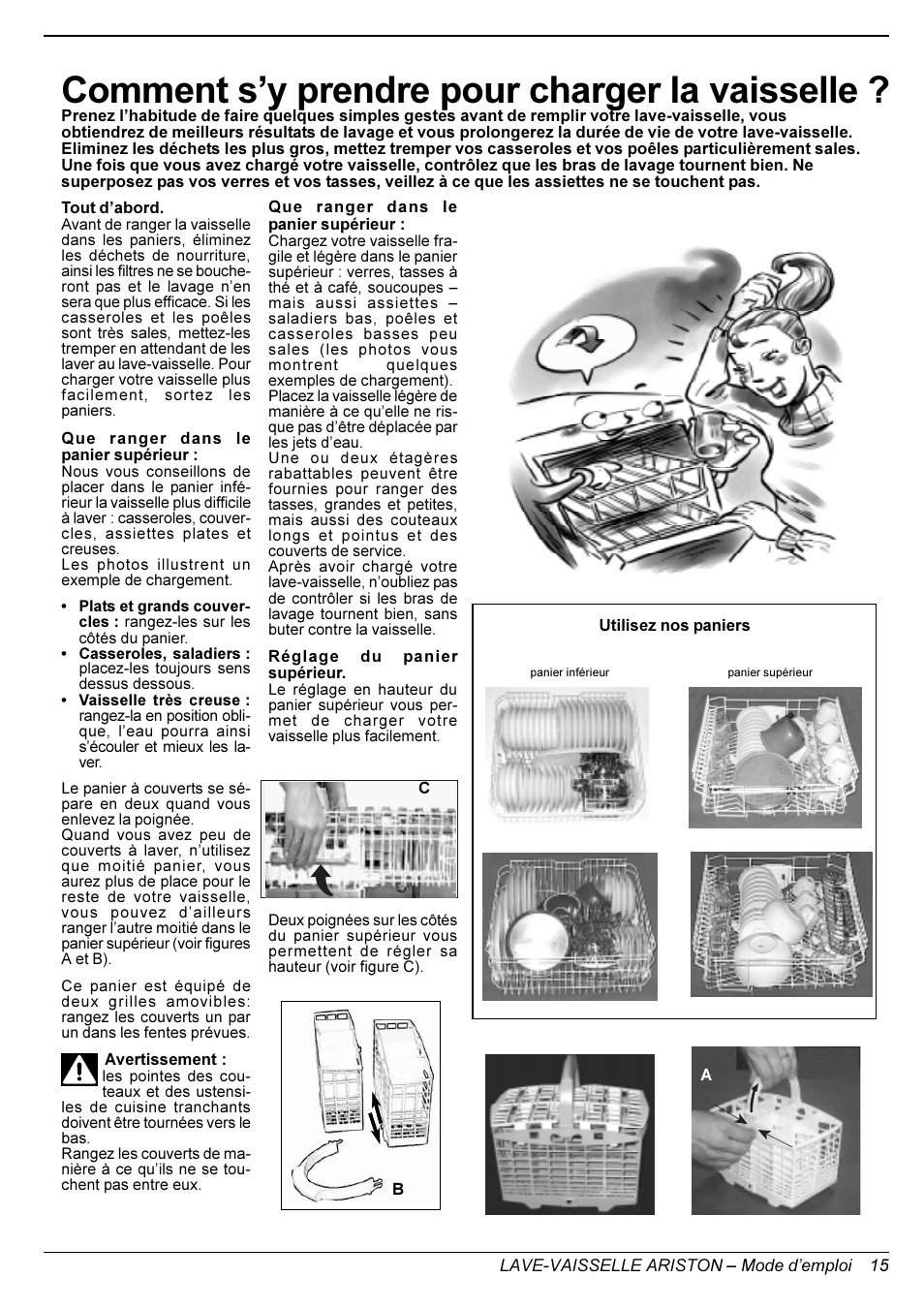 Comment sy prendre pour charger la vaisselle | Ariston LI 670 B-S-X-WLI User Manual | Page 15 / 31