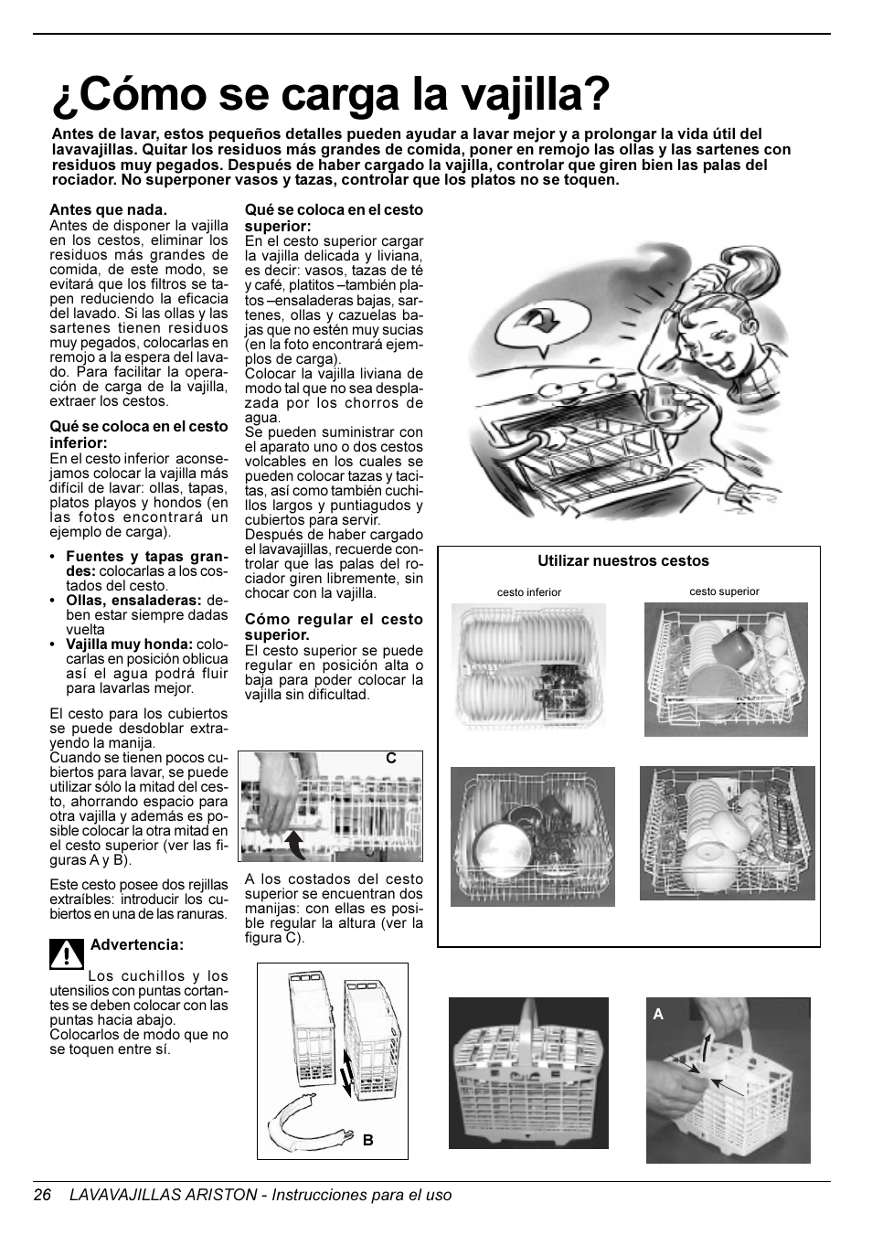 Cómo se carga la vajilla | Ariston LI 670 B-S-X-WLI User Manual | Page 25 / 31
