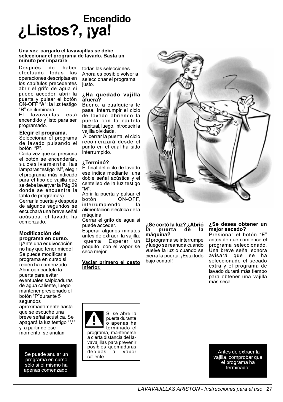 Listos?, ¡ya, Encendido | Ariston LI 670 B-S-X-WLI User Manual | Page 26 / 31