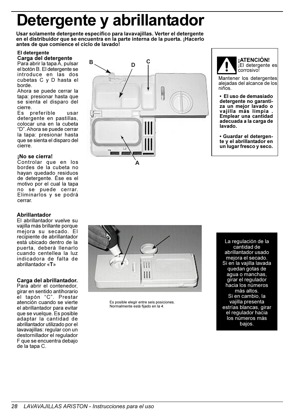 Detergente y abrillantador | Ariston LI 670 B-S-X-WLI User Manual | Page 27 / 31