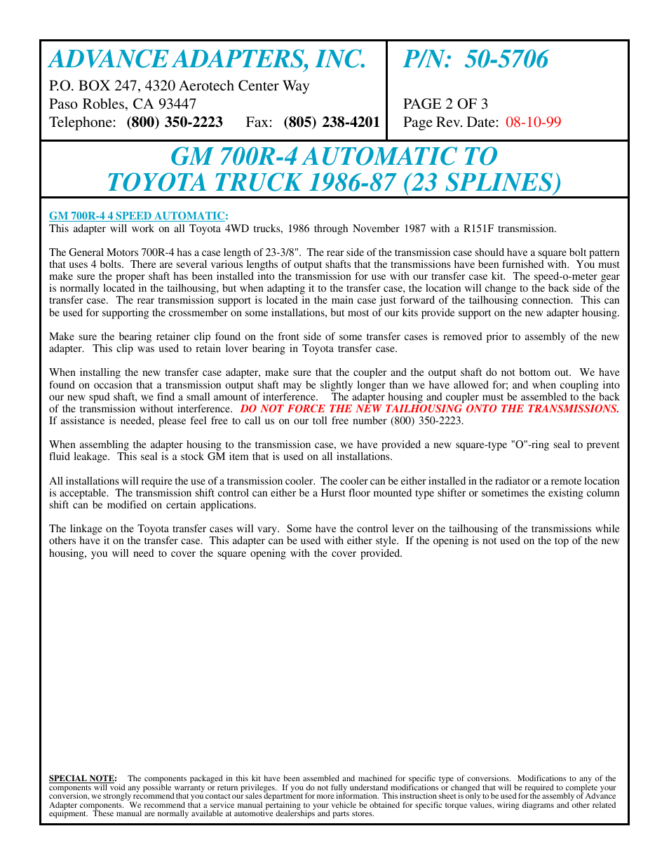 Advance Adapters 50-5706 User Manual | Page 2 / 3