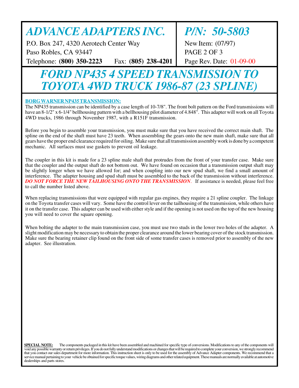 Advance Adapters 50-5803 User Manual | Page 2 / 3