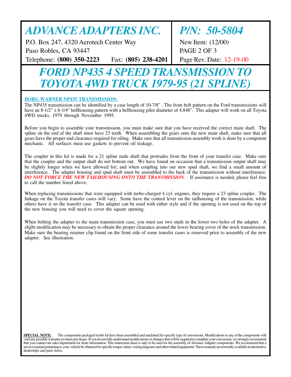 Advance Adapters 50-5804 User Manual | Page 2 / 3