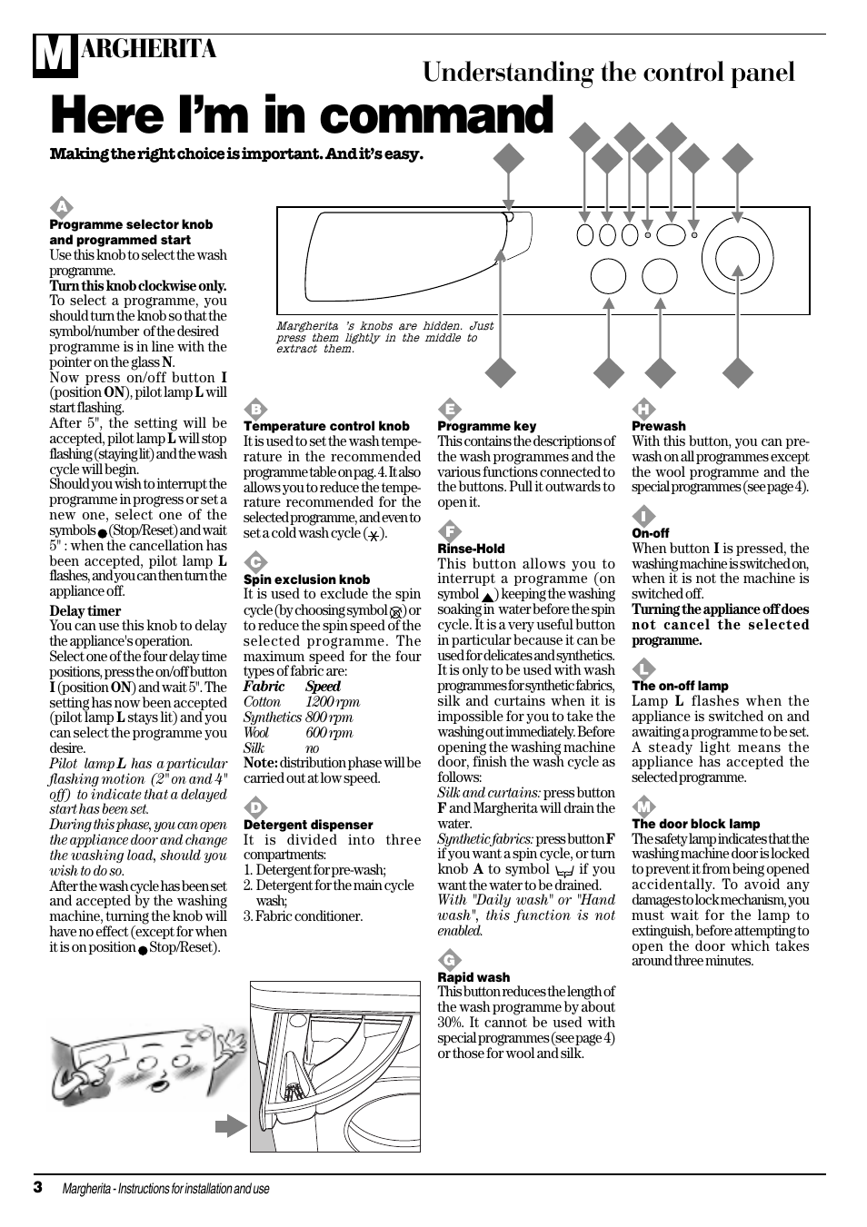 Here im in command, Understanding the control panel, Argherita | Ariston MARGHERITA A 1234 User Manual | Page 4 / 16