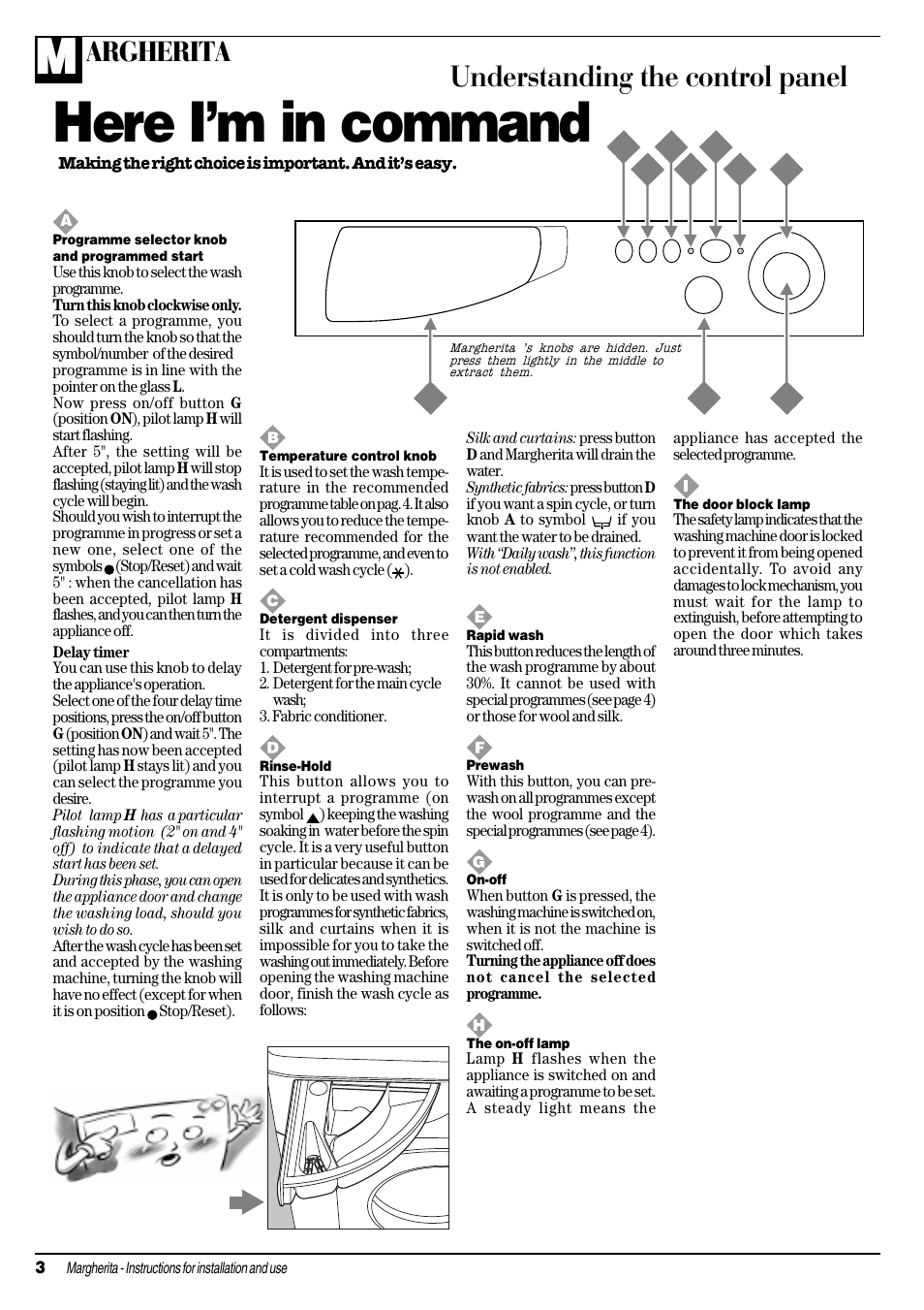 Here im in command, Understanding the control panel, Argherita | Ariston A 1124 User Manual | Page 4 / 16