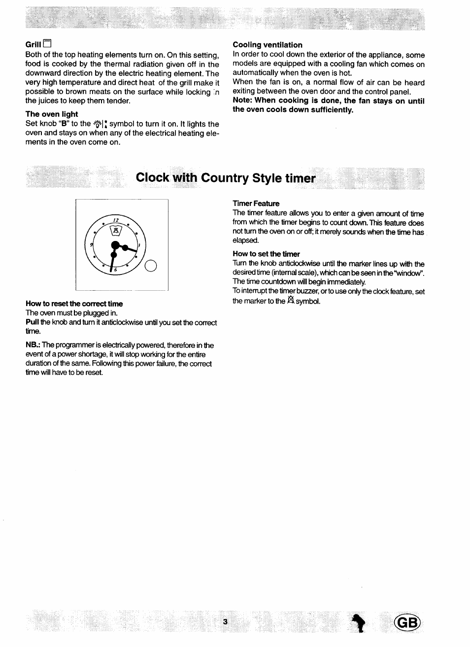 Clock with country style timer | Ariston FR 34 S GB User Manual | Page 3 / 12