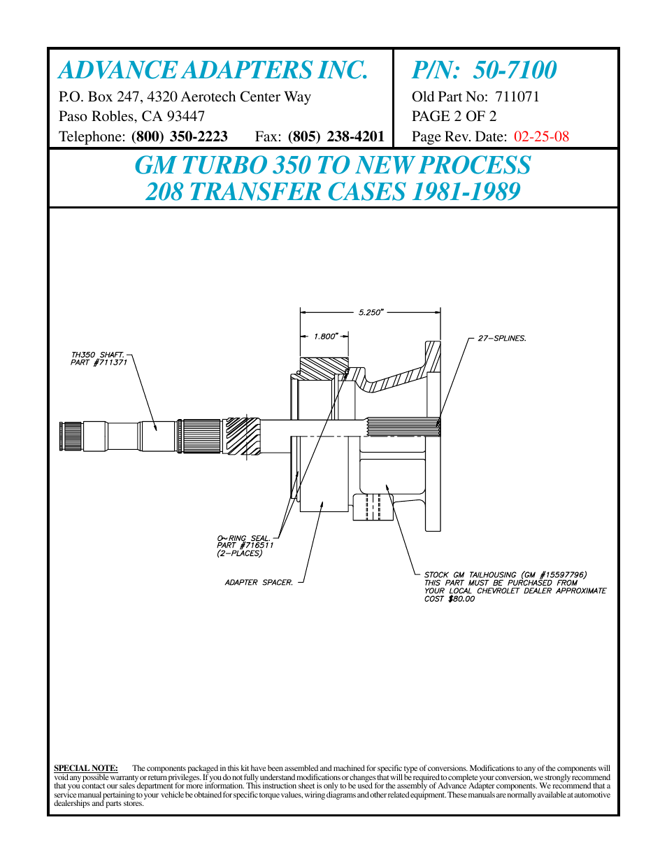 Advance Adapters 50-7100 User Manual | Page 2 / 2