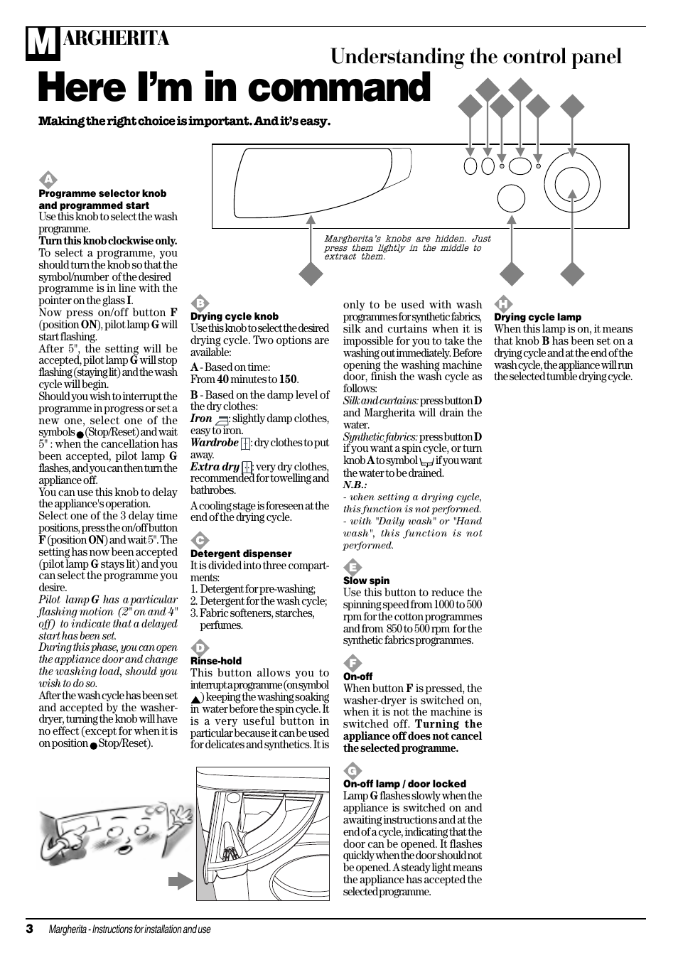 Here im in command, Understanding the control panel, Argherita | Ariston ALD 10 User Manual | Page 4 / 20