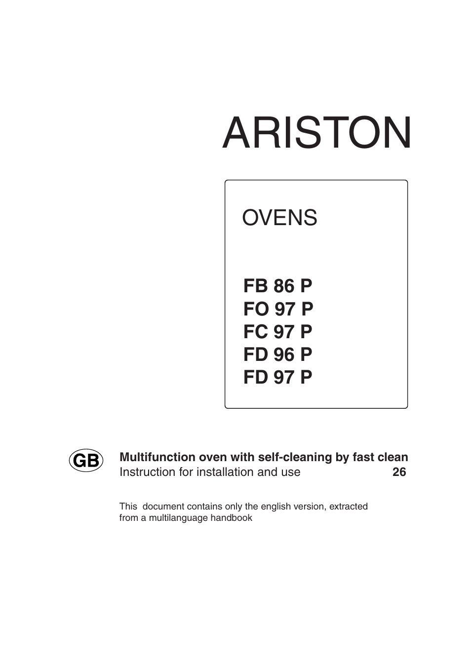 Ariston FB 86 P User Manual | 14 pages