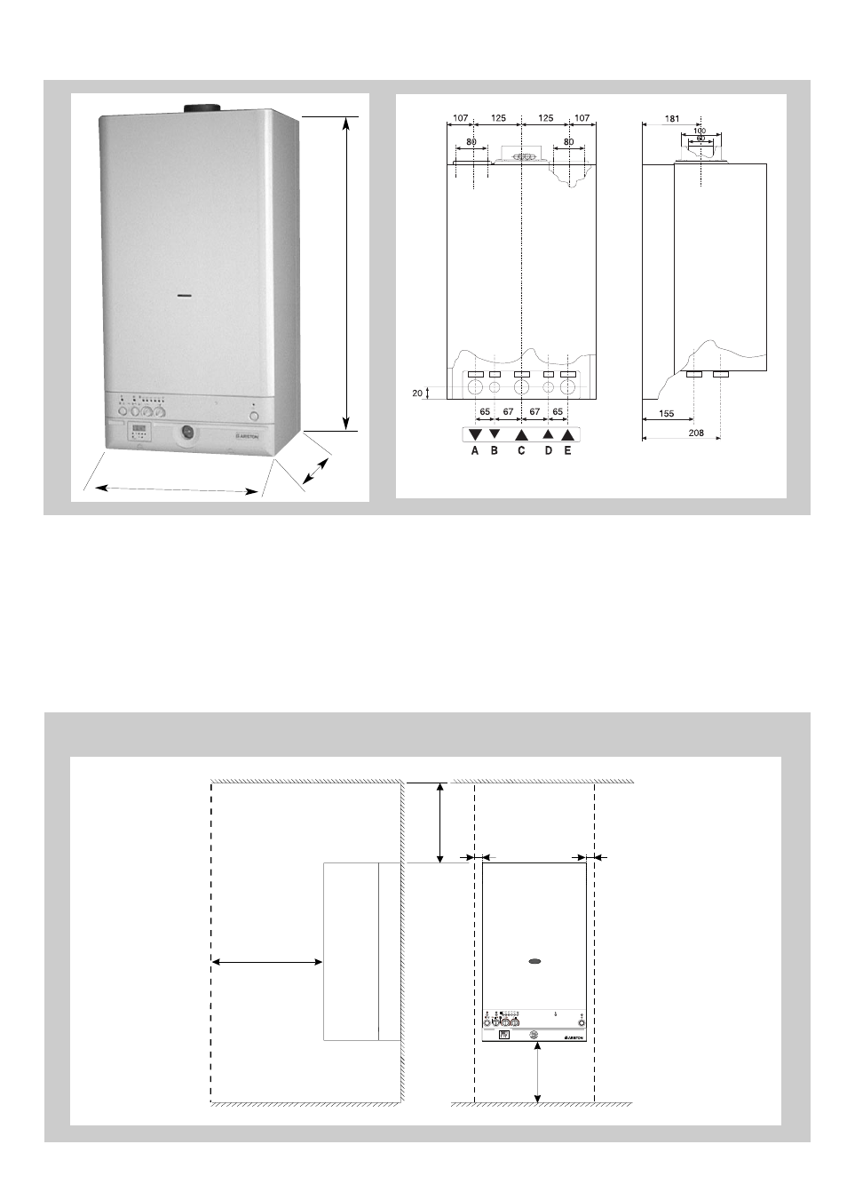 3 overall dimensions, 4 clearences, A/23 mffi - a/27 mffi | 4 clearances, Fig. 2.1 fig. 2.2, Legend | Ariston EURO COMBI 47-116-10 User Manual | Page 7 / 28