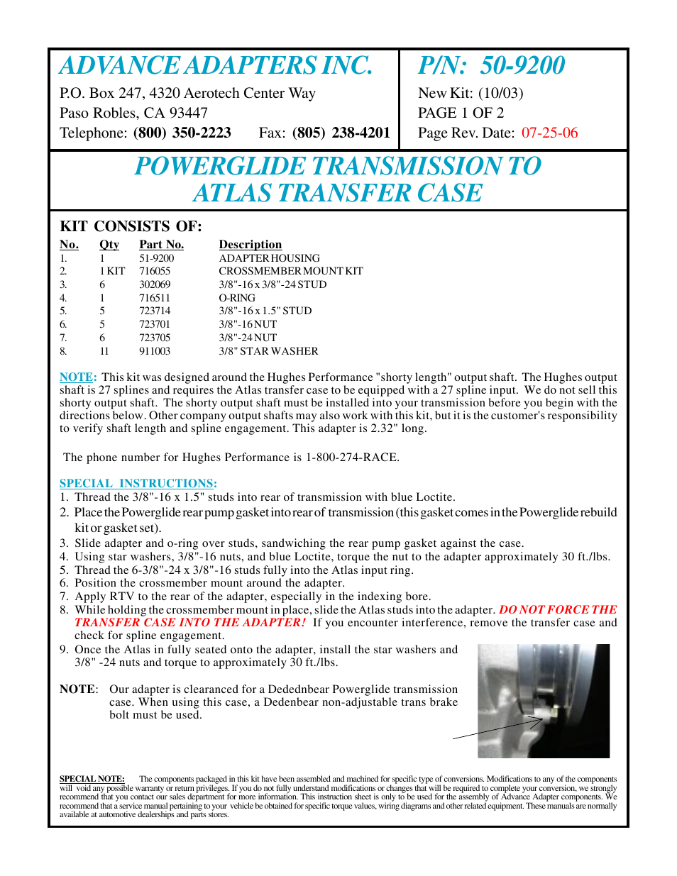 Advance Adapters 50-9200 User Manual | 2 pages