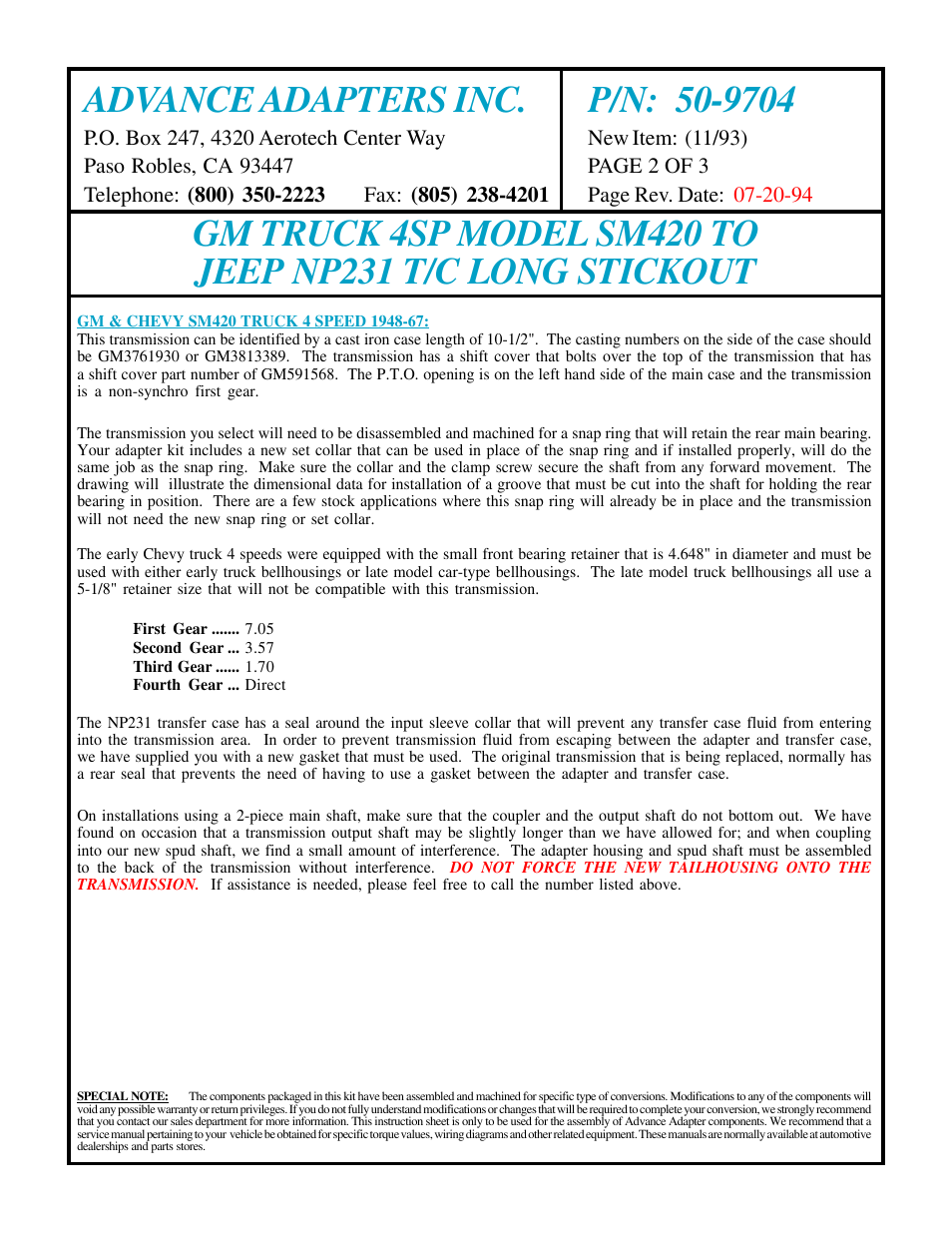 Advance Adapters 50-9704 User Manual | Page 2 / 3