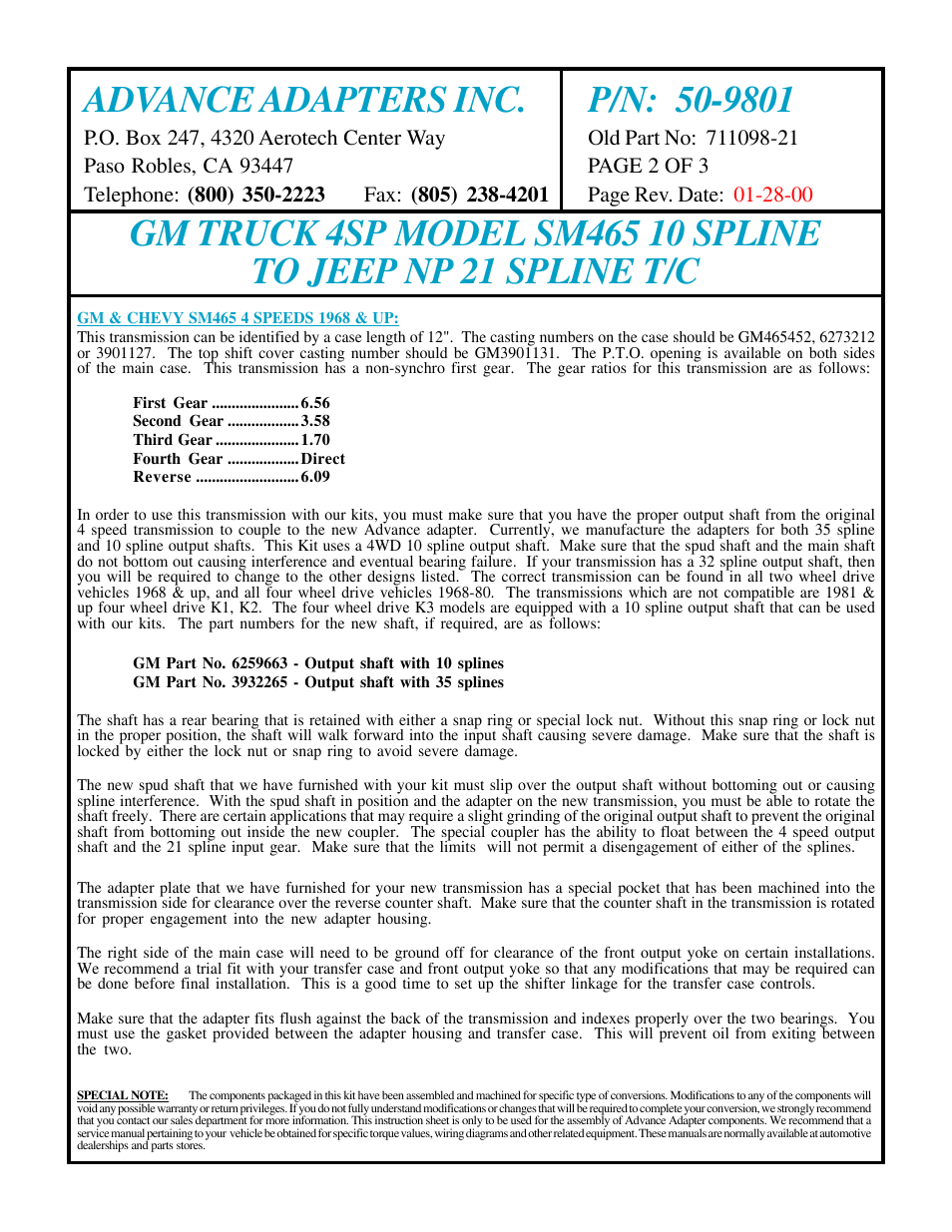Advance Adapters 50-9801 User Manual | Page 2 / 3