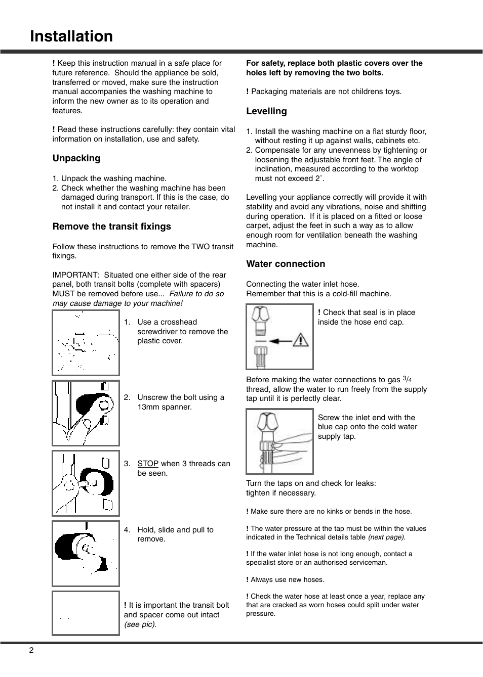 Installation | Ariston A1636S User Manual | Page 4 / 16