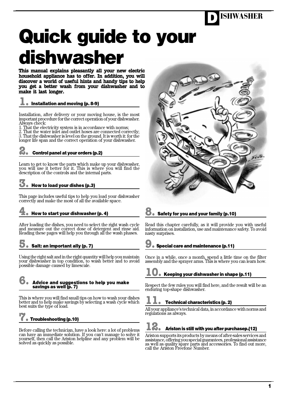 Quick guide to your dishwasher, Ishwasher | Ariston AFA 370 User Manual | Page 3 / 16