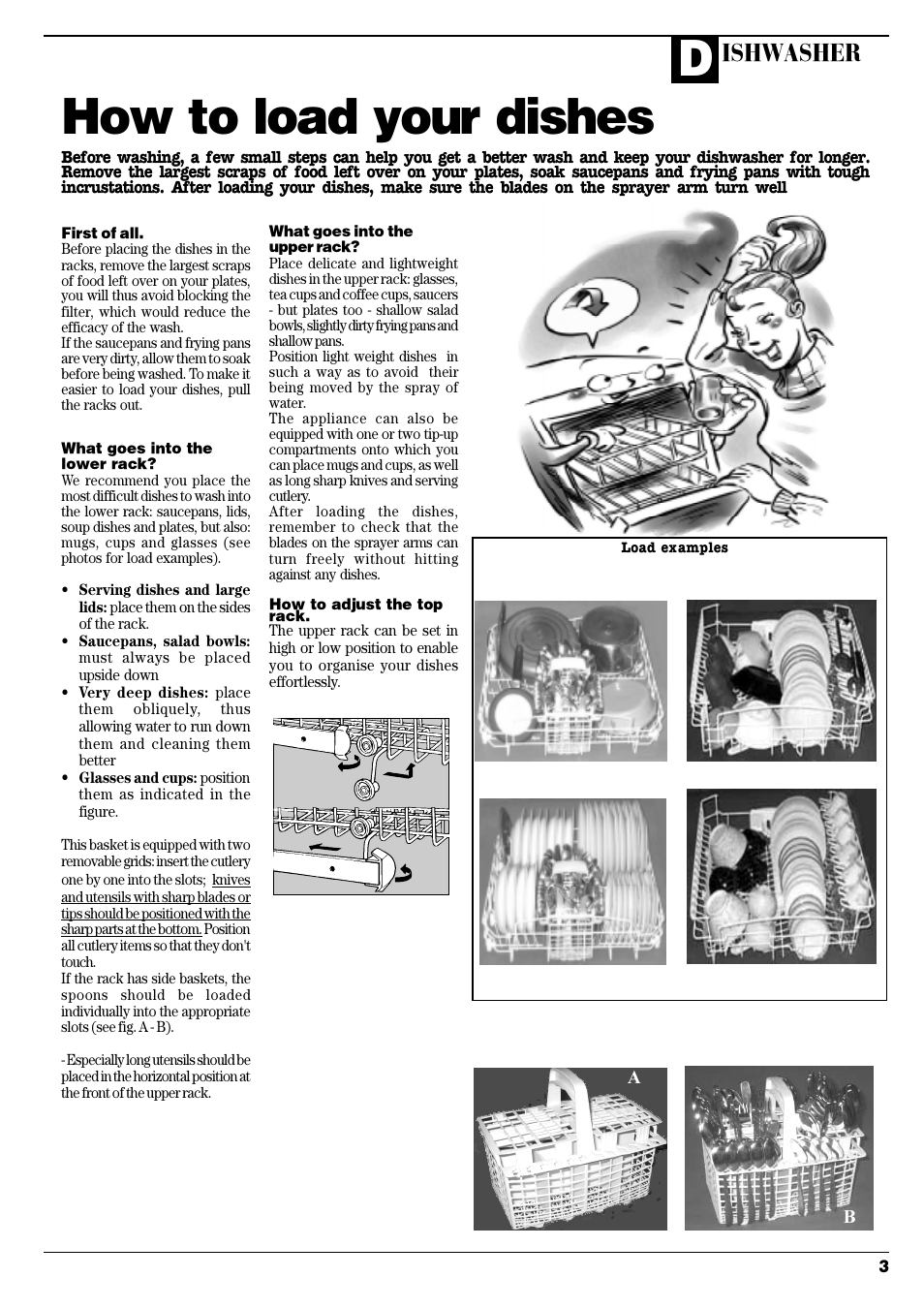 How to load your dishes, Ishwasher | Ariston AFA 370 User Manual | Page 5 / 16
