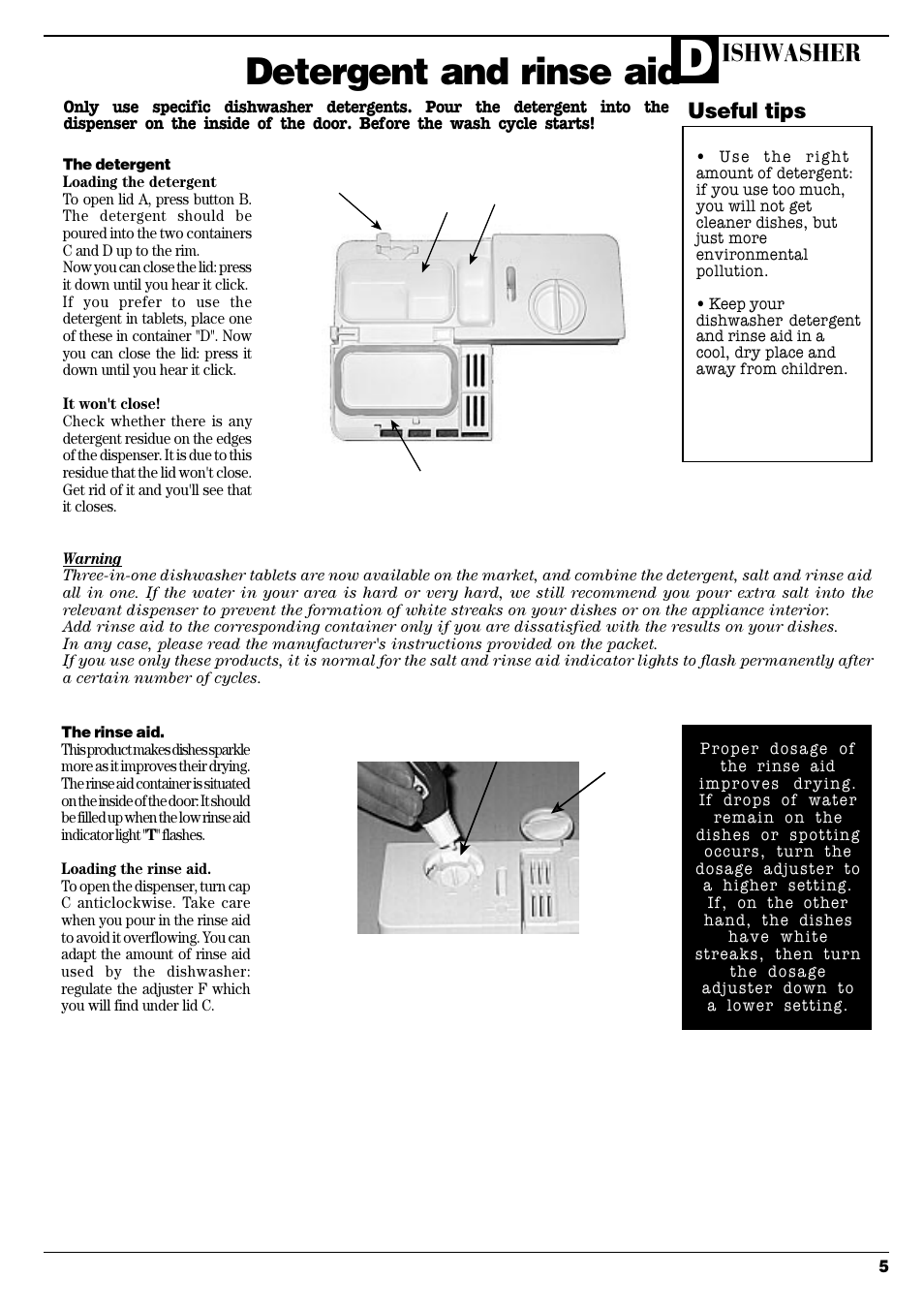 Detergent and rinse aid, Ishwasher, Useful tips | Ariston AFA 370 User Manual | Page 7 / 16
