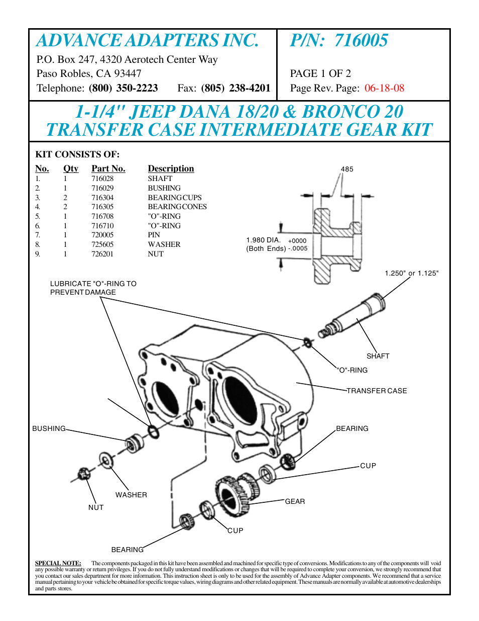 Advance Adapters 7160050 User Manual | 2 pages