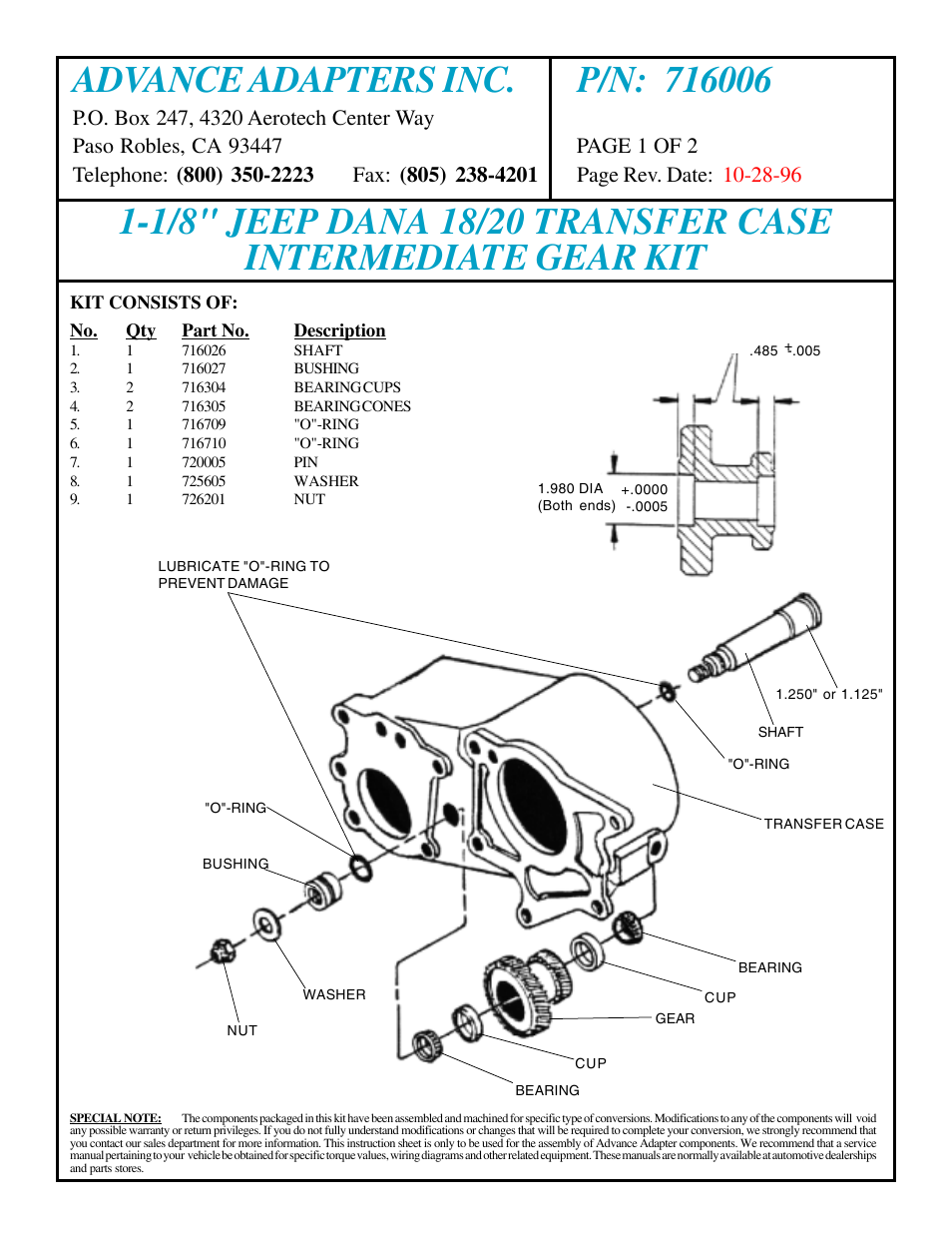 Advance Adapters 7160060 User Manual | 2 pages