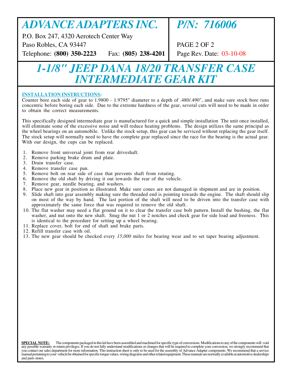 Advance Adapters 7160060 User Manual | Page 2 / 2