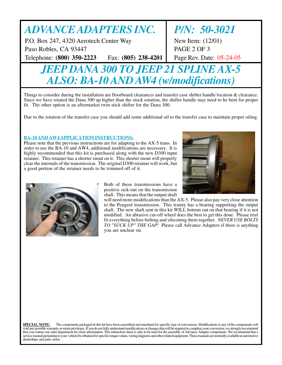 Advance Adapters 50-3021 User Manual | Page 2 / 3