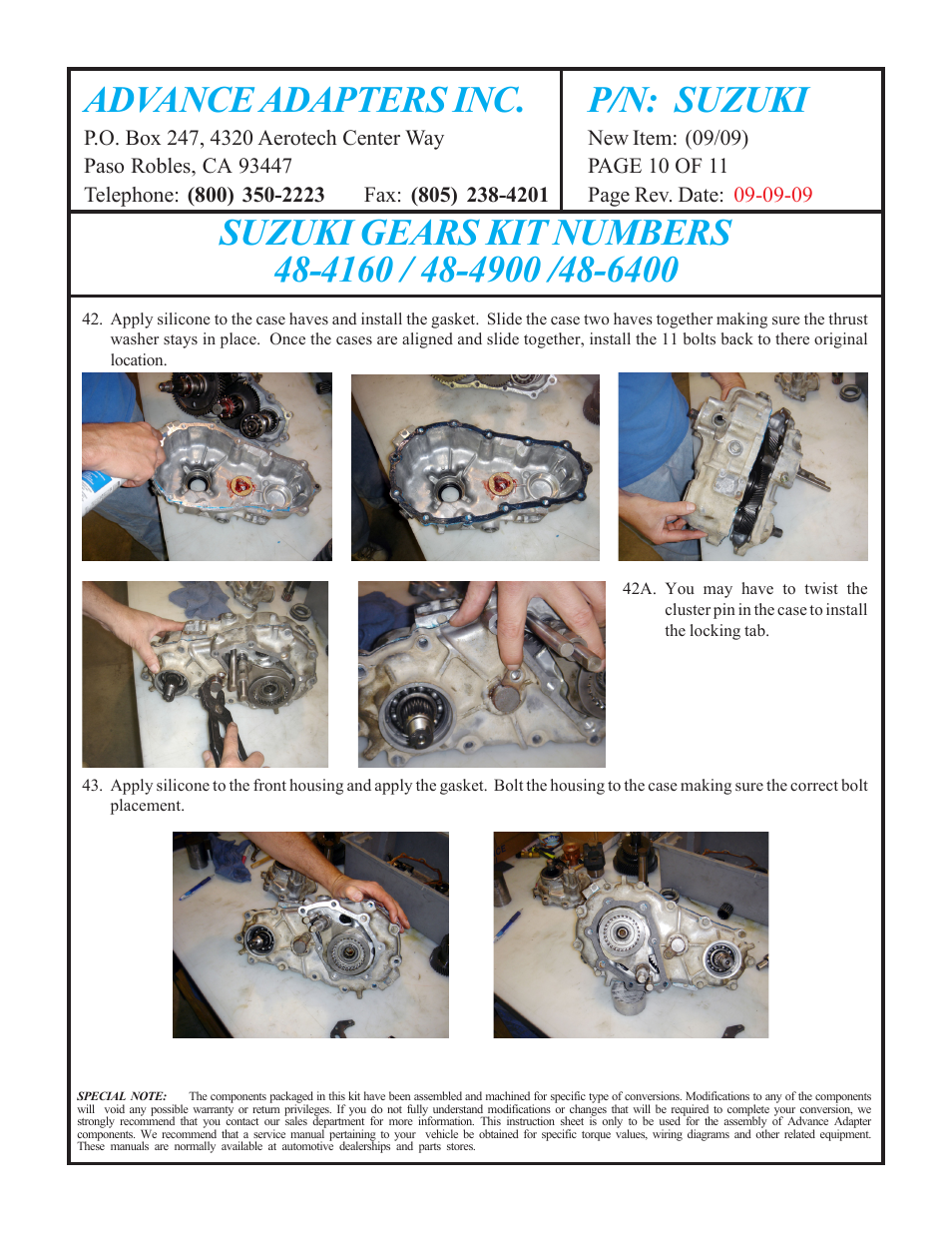 Advance adapters inc. p/n: suzuki | Advance Adapters 48-6400 User Manual | Page 10 / 11