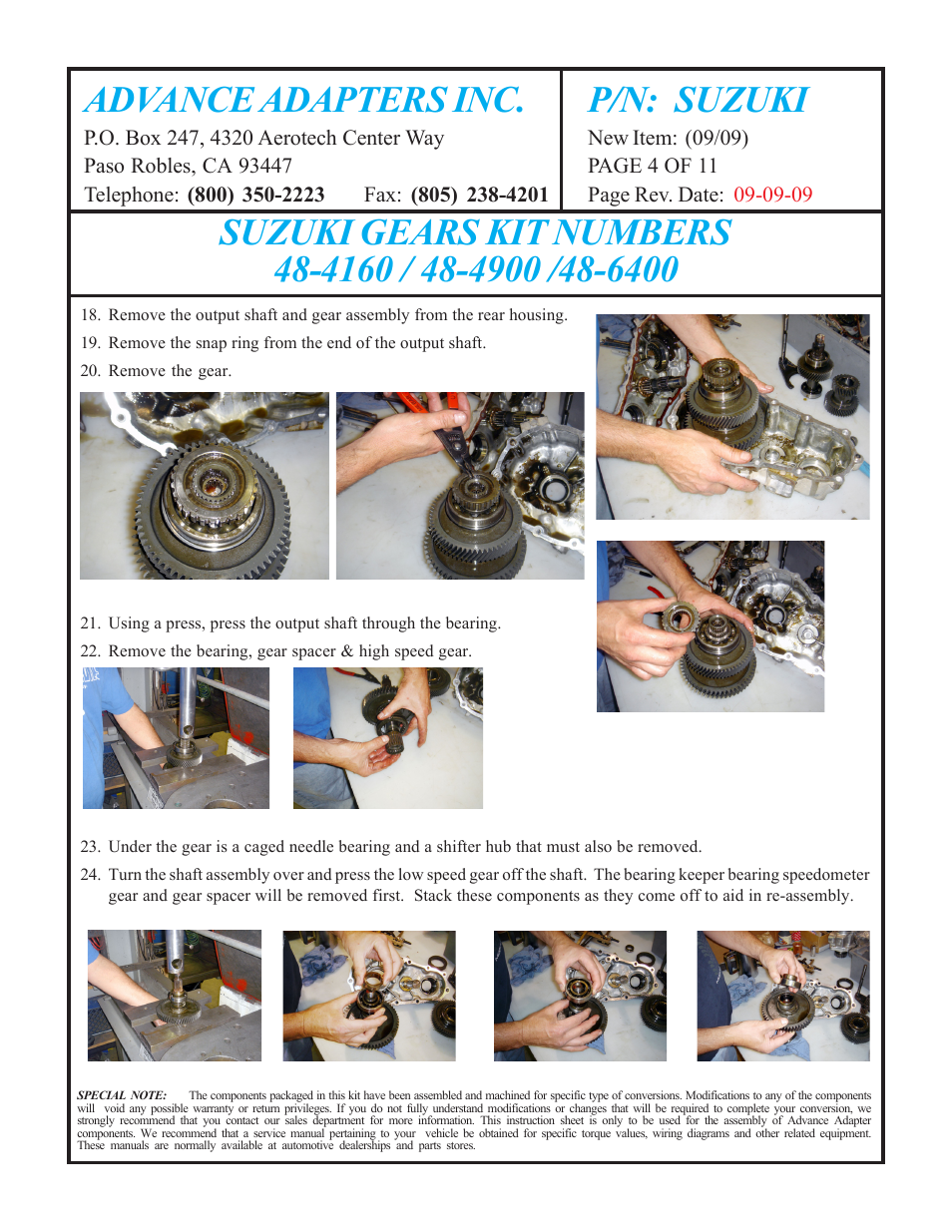 Advance adapters inc. p/n: suzuki | Advance Adapters 48-6400 User Manual | Page 4 / 11